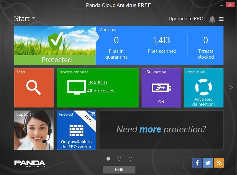 Panda Cloud Antivirus 3.0 : Main Window