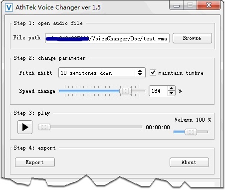 AthTek Free Voice Changer 1.5 : Main Window