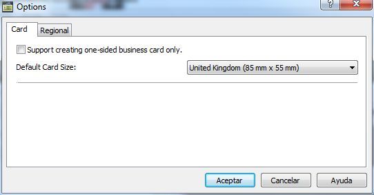 CardWorks Business Card Software 1.1 : Options