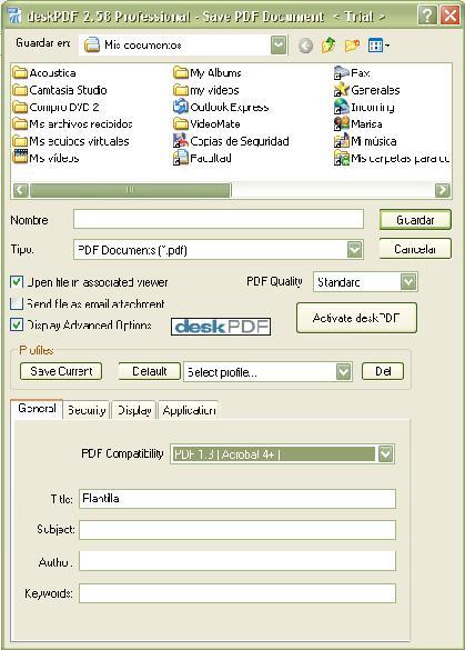 deskPDF Professional Edition 2.5 : General Options