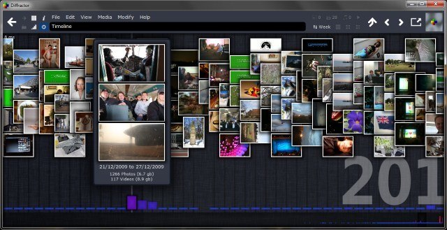 Diffractor 1.0 : Time line of videos and photos