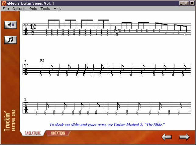eMedia Guitar Songs 7.0 : Main window