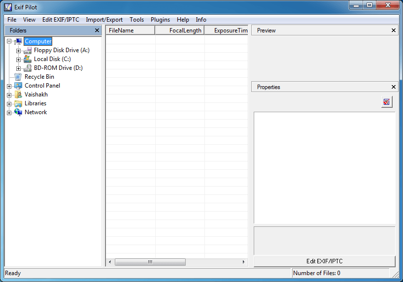 EXIF Pilot 4.9 : Main window