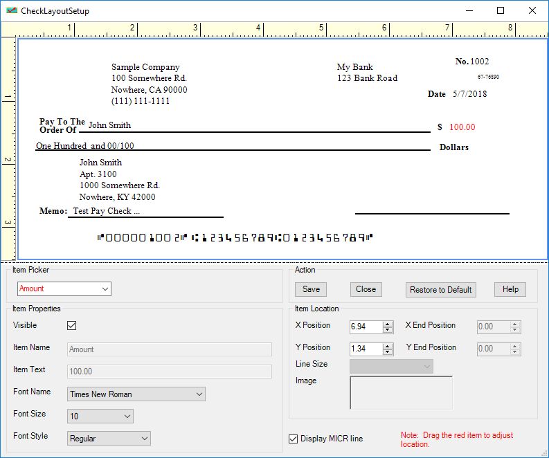 ezCheckPrinting 6.1 : Layout setup