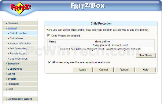 FRITZ!Box ChildProtection 1.0 : Main window