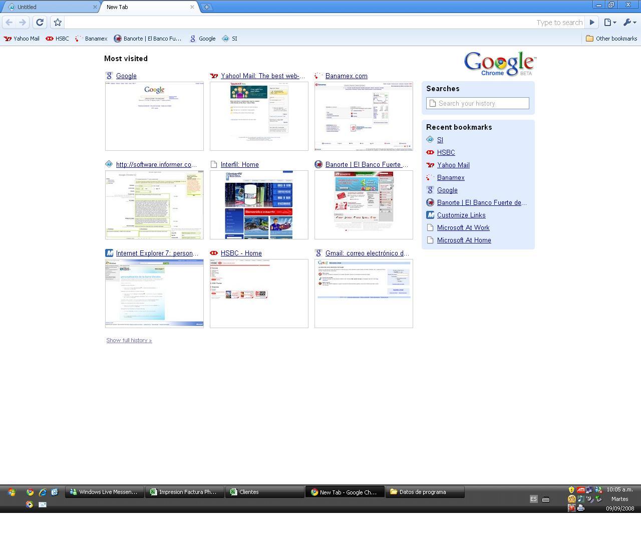 Google Chrome 0.2 : Google Chrome Start Page