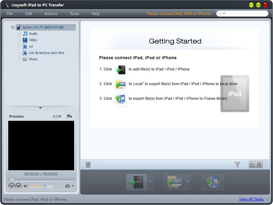 iJoysoft iPad to PC Transfer 4.0 : Main window