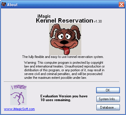 iMagic Kennel Reservation 1.3 : About Window