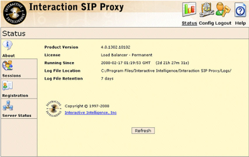 Interaction SIP Proxy 4.0 : Main window