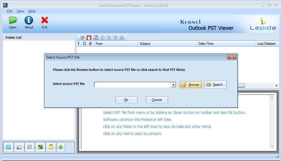 Kernel Outlook PST Viewer 11.0 : Main window