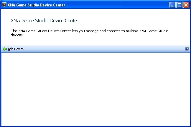 Microsoft XNA Game Studio 3.0 beta : Device center