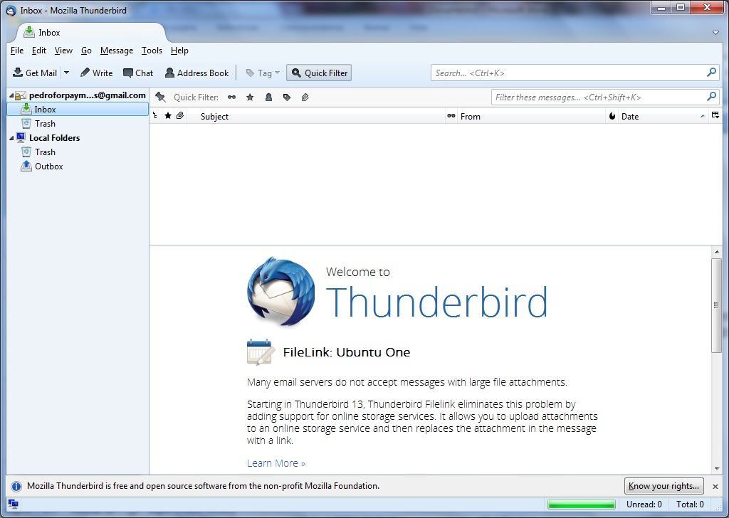 Mozilla Thunderbird 24.1 : Main Screen