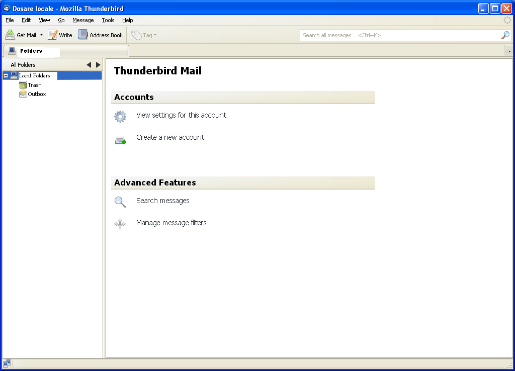 Mozilla Thunderbird 3.1 : Start window