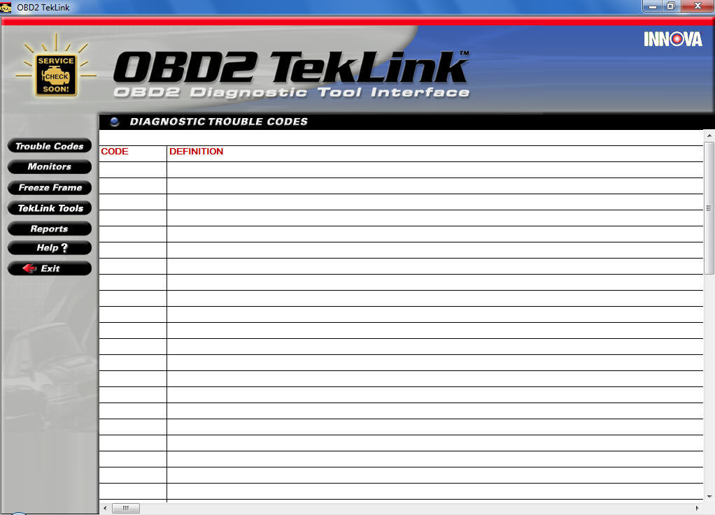 OBD2 TekLink 2.0 : Main window