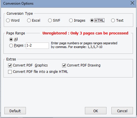 PDF Converter Kit 4.0 : HTML Conversion Settings