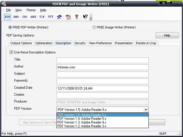 PDFill PDF and Image Writer 6.0 : Editing author information