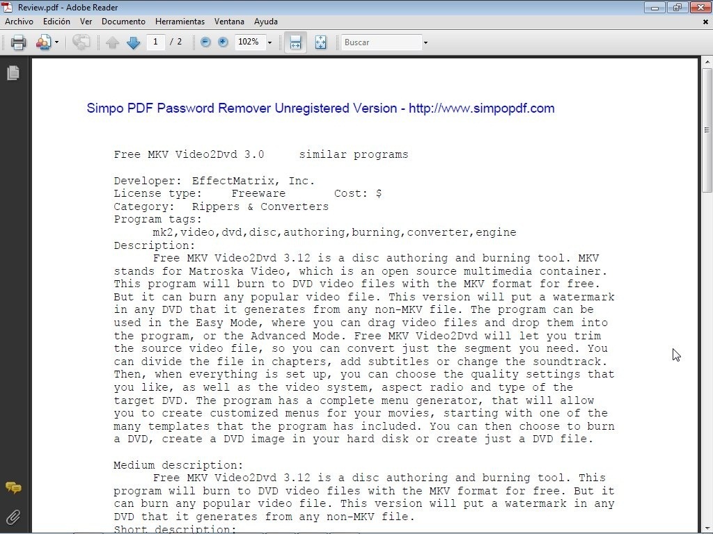 Simpo PDF Password Remover : Resulting PDF
