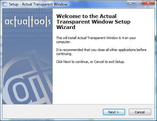 Transparent Windows 6.4 : Installation