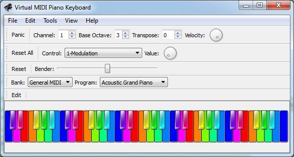 Virtual MIDI Piano Keyboard 0.6 : Color scale keyboard