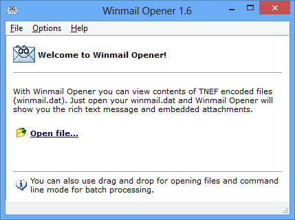 Winmail Opener 1.6 : Main window
