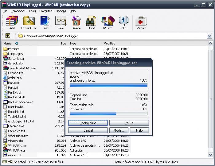 WinRAR 3.7 : Creating Archive