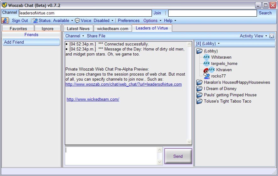 Woozab Chat 0.7 : Main window