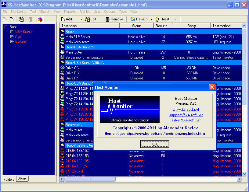 Advanced Host Monitor 8.8 : Main window