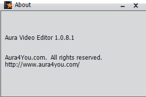 Aura Video Editor 1.0 : About window