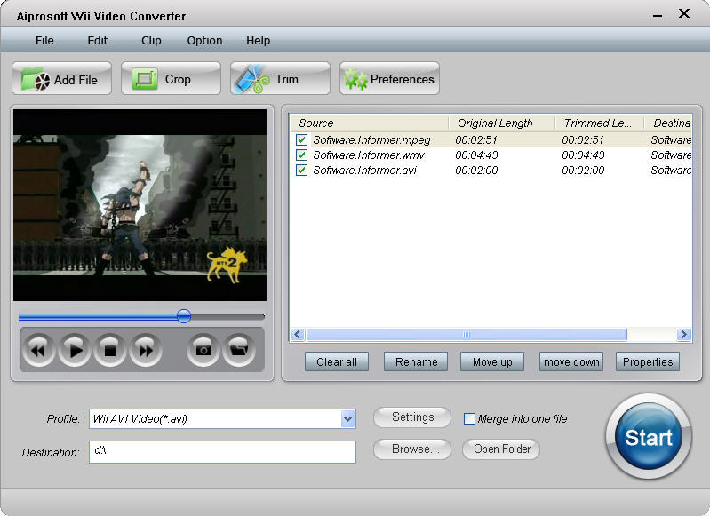 Aiprosoft Wii Video Converter 4.0 : Main View