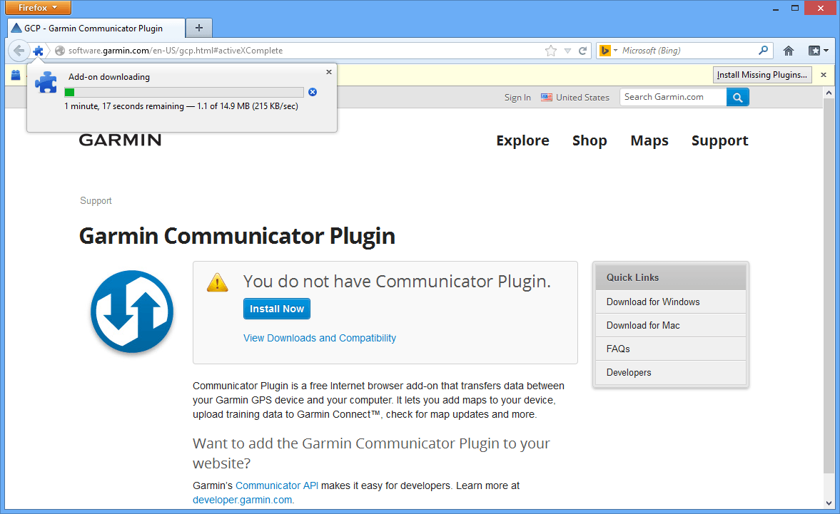 Garmin Communicator Plugin 4.2 : Installation Process