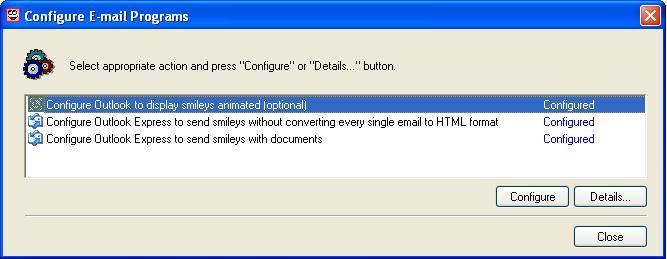 Handy Animated Emoticons 4.0 : Mail Configuration