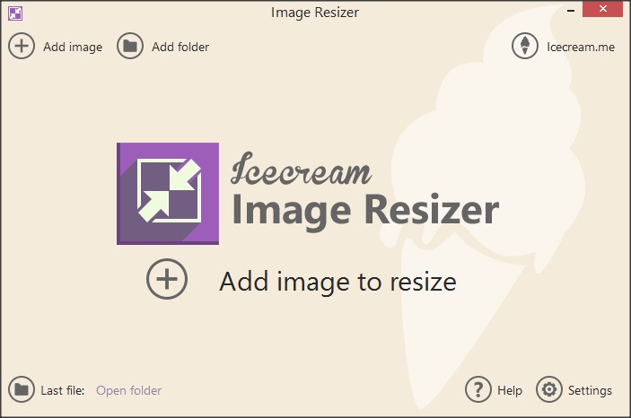 Icecream Image Resizer 1.5 : Main Window