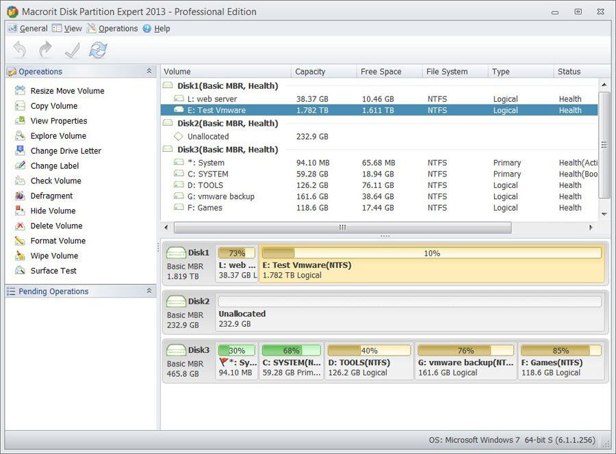 Macrorit Disk Partition Expert 2.8 : Partition Expert Professional Edition Main Interface