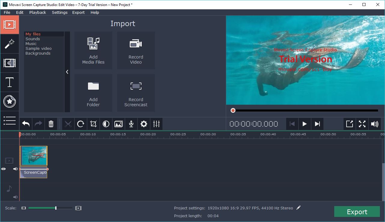 Movavi Screen Capture Studio 9.4 : Video Editor