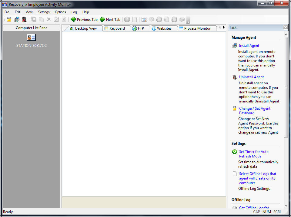 Recoveryfix Employee Activity Monitor 11.0 : Main window