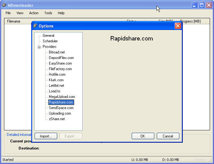 Rapidshare Multi File Downloader 0.5 : Interface Window