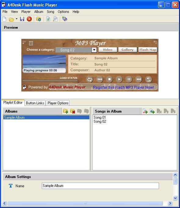 A4Desk Flash Music Player 4.0 : Main window