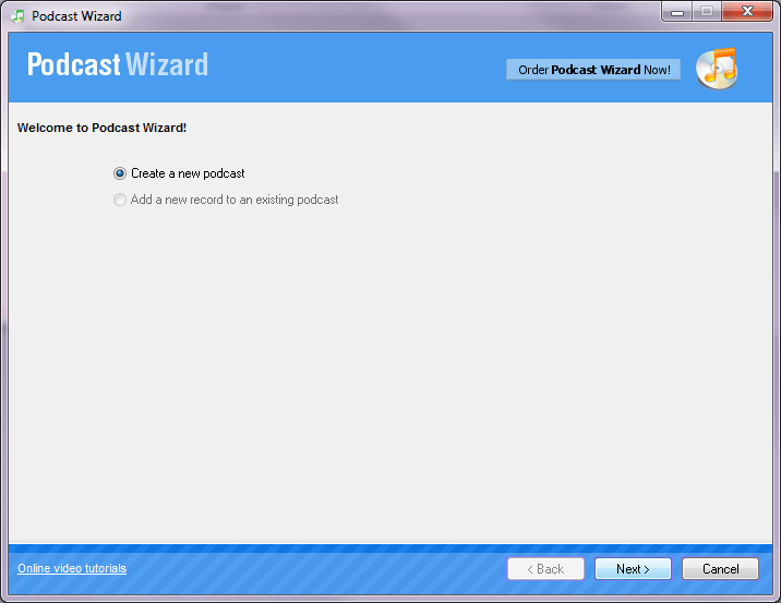 Podcast Wizard 1.3 : Add new Podcast wizard