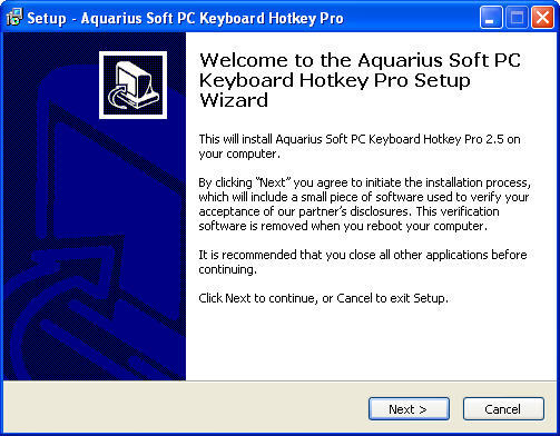 Aquarius Soft PC Keyboard Hotkey Pro : Main screen
