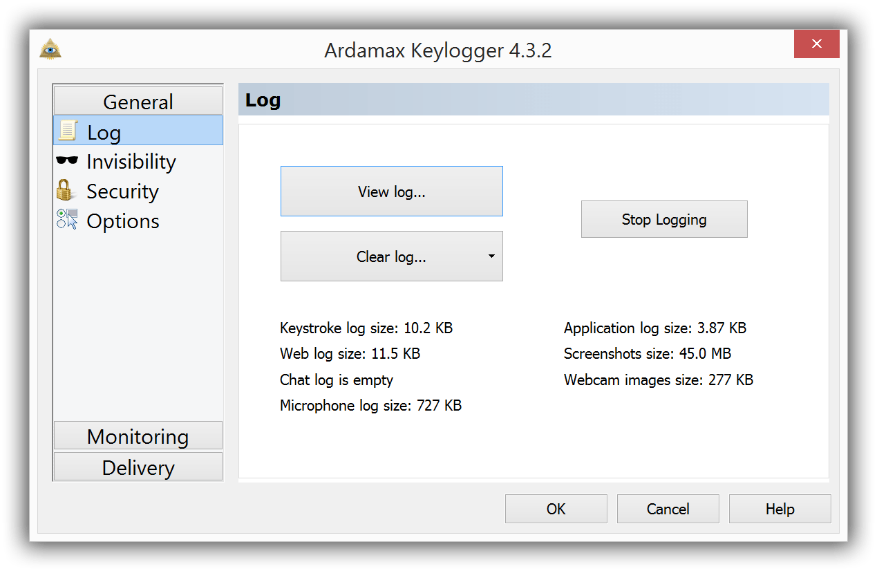 Ardamax Keylogger 4.6 : Main Window