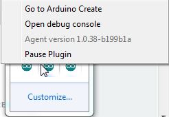 arduino-create-agent 1.1 : Main Window