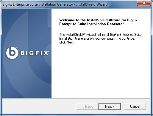 BigFix Enterprise Suite Installation Generator 7.2 : Main window