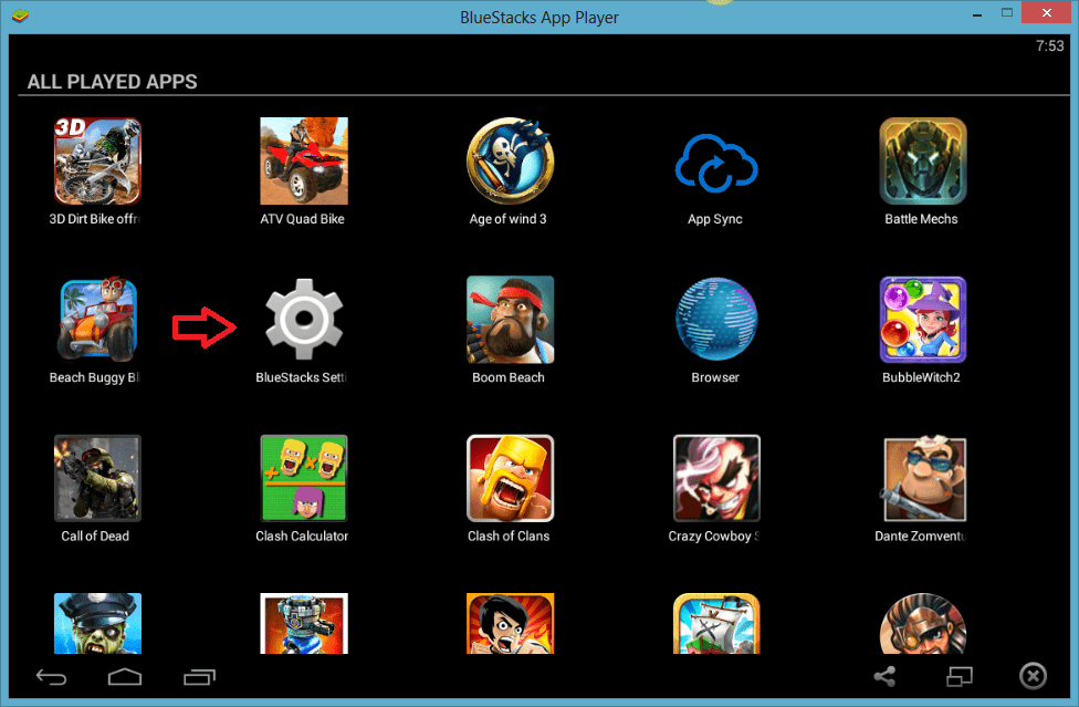 BlueStacks App Player 2.6 : Main window