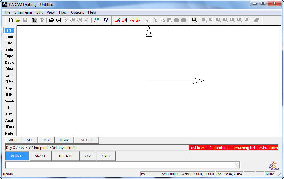 CADAM Drafting 5.8 : Main window