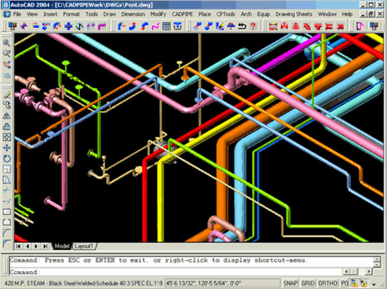 CADPIPE - Commercial PIPE 11.0 : Main window