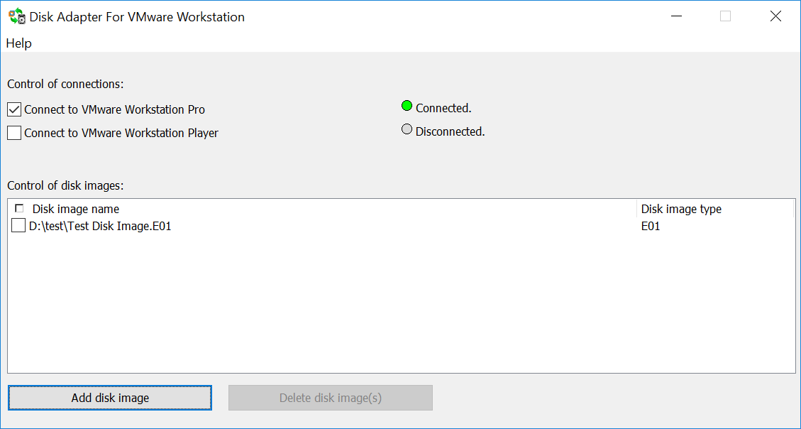 Disk Adapter For VMware Workstation 1.0 : Main Window