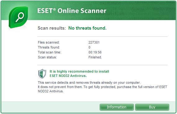 ESET Online Scanner 5.3 : Main window