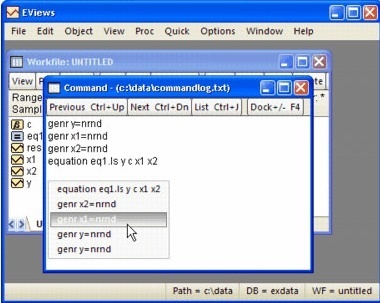 EViews Student Version 6.0 : Command window