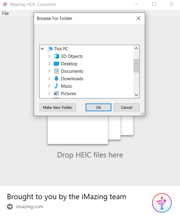 iMazing HEIC Converter 1.0 : Browse screen
