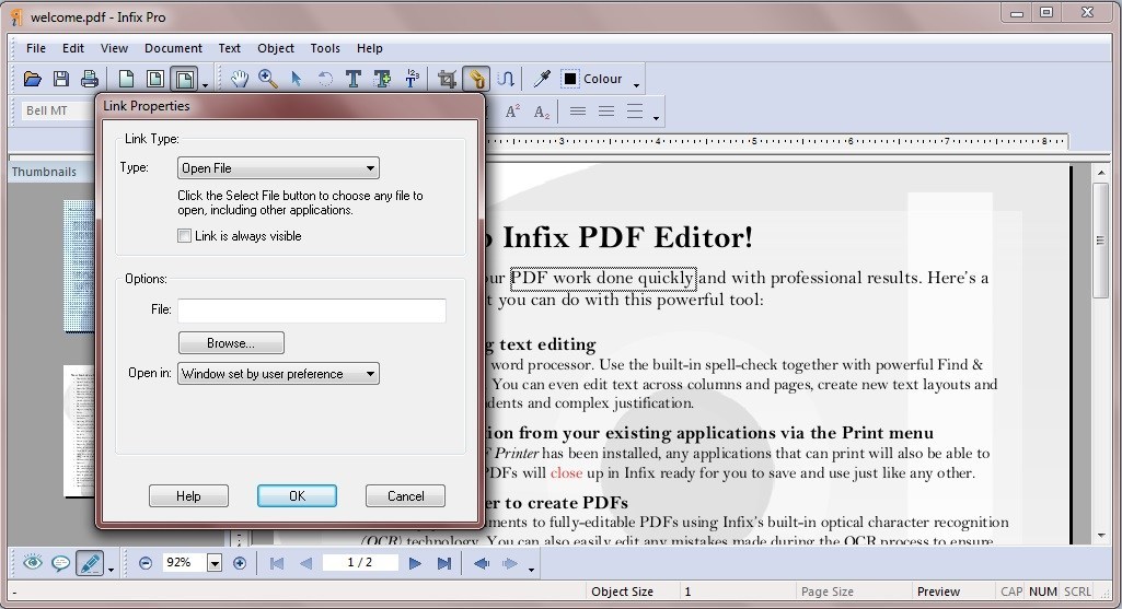 Infix PDF Editor 6.1 : Create Hyperlink